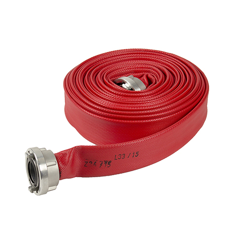 SG00566 Dräger Standard Fire Hose The lay-flat 500 Synthetic hose has a smooth outside PU coated making it more resistant to oils and chemicals and abrasion resistant than uncoated fire hoses. This hose is widely used in marine and offshore.